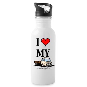 I LOVE MY B1000 - Trinkflasche mit integriertem Trinkhalm - Weiß - Rechts