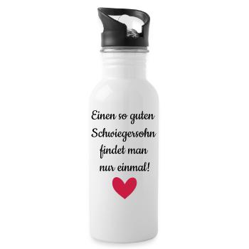 Bester Schwiegersohn Geschenk Weihnachten Idee - Trinkflasche mit integriertem Trinkhalm - Weiß - Rechts