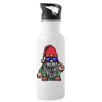 Bart Vollbart Gesichtsbehaarung Bartfrisur - Trinkflasche mit integriertem Trinkhalm - Weiß - Rechts
