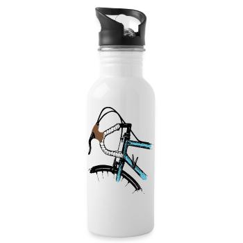 Rennrad Fahrrad Retro Design - Trinkflasche mit integriertem Trinkhalm - Weiß - Rechts