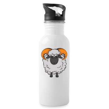 Mouton mignon avec des bois de corne - Gourde avec paille intégrée - blanc - Droite