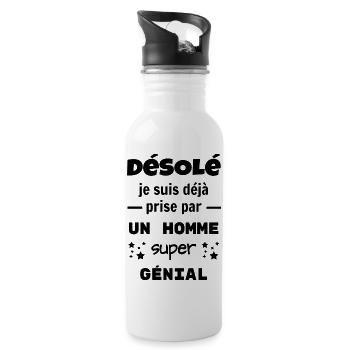 Désolé je suis déjà prise par un homme génial - Gourde avec paille intégrée - blanc - Droite