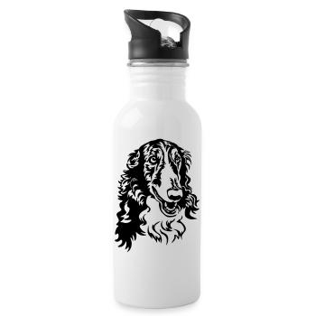 Barsoi Kopf - Trinkflasche mit integriertem Trinkhalm - Weiß - Rechts