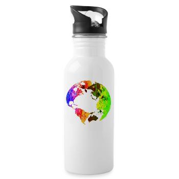 world vector 08 01 - Trinkflasche mit integriertem Trinkhalm - Weiß - Rechts