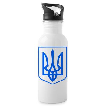 Ukraine - Trinkflasche mit integriertem Trinkhalm - Weiß - Rechts