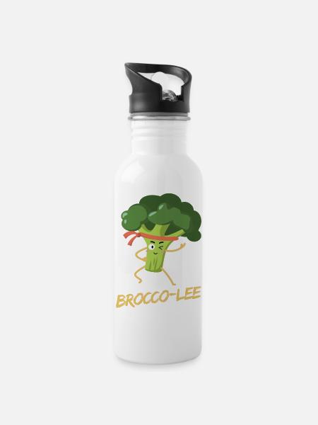 Brocco-Lee - healthy martial arts - Water bottle with straw - white