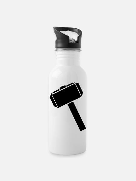 Hammer - Trinkflasche mit integriertem Trinkhalm - Weiß