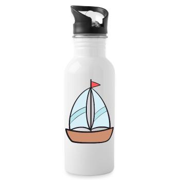 Boat Ship Sailing Ship - Water bottle with straw - white - Right