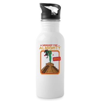 Worship The Almighty Ruler - Ancient Masters - Cat - Trinkflasche mit integriertem Trinkhalm - Weiß - Rechts