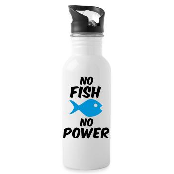 No fish no power - Water bottle with straw - white - Right