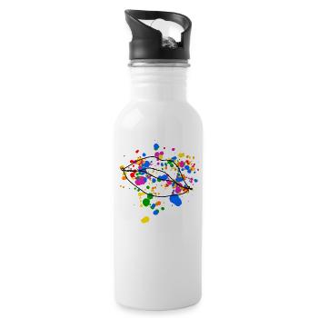Queer Kissing Lips Design - Water bottle with straw - white - Right