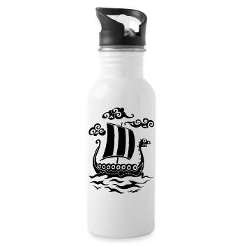 Funny black Drakkar - Water bottle with straw - white - Right