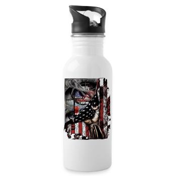 Design Tools for Church Employees America Flag - Water bottle with straw - white - Right