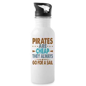 Les pirates sont bon marché - Funny Dad Jokes - Plage - Gourde avec paille intégrée - blanc - Droite
