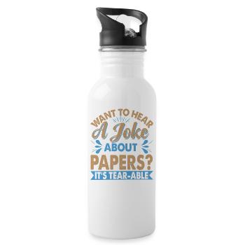 Want To Hear A Joke About Paper? - Dad jokes - Water bottle with straw - white - Right