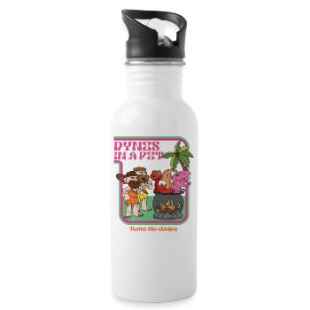 Dynos In A Pot - Tastes Like Chicken - Dinosaurs - Water bottle with straw - white - Right