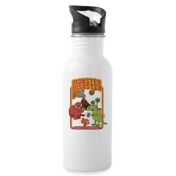 Monster Disaster - Notice Of Extinction - Dinosaur - Trinkflasche mit integriertem Trinkhalm - Weiß - Rechts