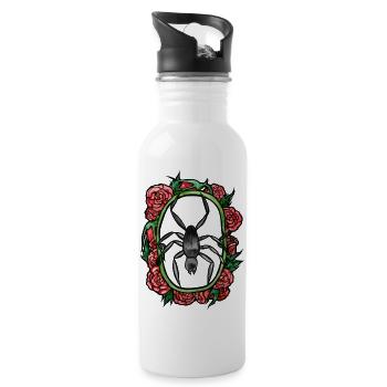 Roses araignées - Gourde avec paille intégrée - blanc - Droite