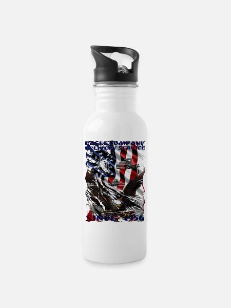 Trucker shirt with eagle on American flag - Water bottle with straw - white