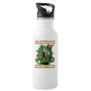 Astronauts Eat Rocket Chips For Breakfast - Jokes - Water bottle with straw - white - Right