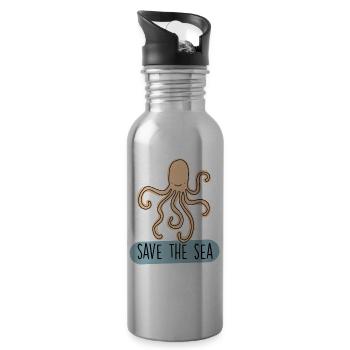 Sauver la mer - Protection de l’environnement et protection du milieu marin - Gourde avec paille intégrée - argent clair - Droite