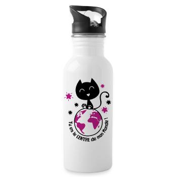 Un amour de chat, déclaration d'amour ! - Gourde avec paille intégrée - blanc - Droite