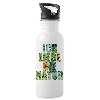Ich liebe die Natur - Trinkflasche mit integriertem Trinkhalm - Weiß - Rechts
