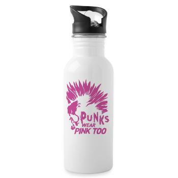 Punks Wear Pink Too - Goth - Metal - Rock Concert - Trinkflasche mit integriertem Trinkhalm - Weiß - Rechts
