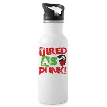 Tired As Punk! - Gothic - Goth - Concert - Funny - Trinkflasche mit integriertem Trinkhalm - Weiß - Rechts