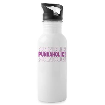 Punkaholic! - Gothic - Goth - Concert - Funny Puns - Trinkflasche mit integriertem Trinkhalm - Weiß - Rechts
