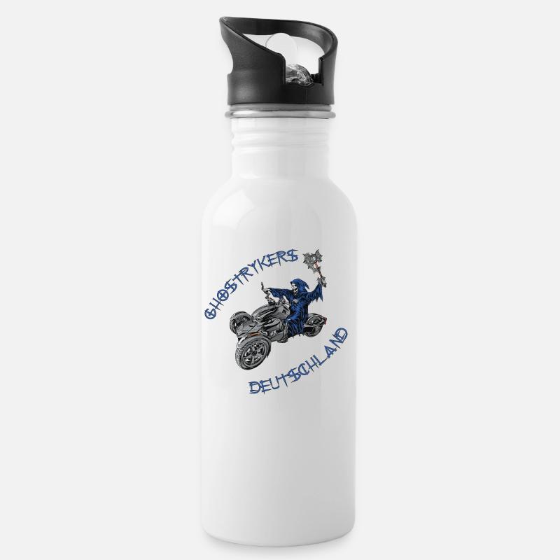 Ghostryker 2 Deutschland Blau - Trinkflasche mit integriertem Trinkhalm - Weiß