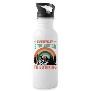 Everyday Is The Best Day To Go Hiking - Hike - Hik - Trinkflasche mit integriertem Trinkhalm - Weiß - Rechts