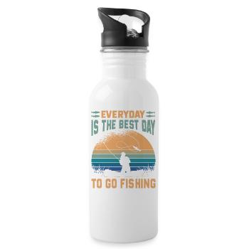Everyday Is The Best Day To Go Fishing - Lake - Water bottle with straw - white - Right