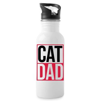 Cat Dad Logo Shield - Water bottle with straw - white - Right