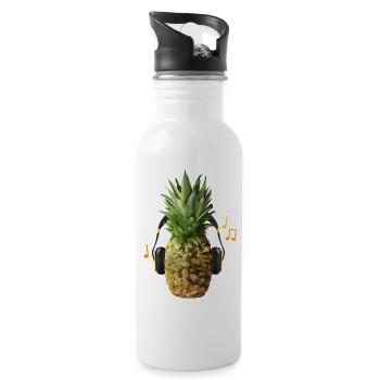 L’ananas écoute de la musique forte - Gourde avec paille intégrée - blanc - Droite