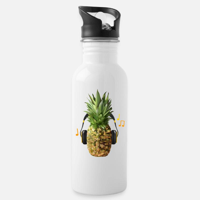 L’ananas écoute de la musique forte - Gourde avec paille intégrée - blanc
