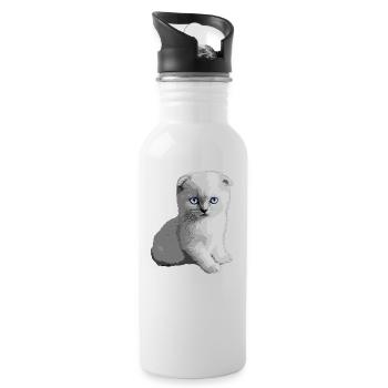 Cute Kitty Kitten - Water bottle with straw - white - Right