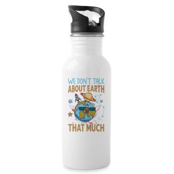 We Don't Talk About Earth That Much - Planets - Water bottle with straw - white - Right