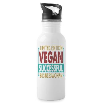 Limited Edition Vegan Successful Businesswoman - E - Water bottle with straw - white - Right