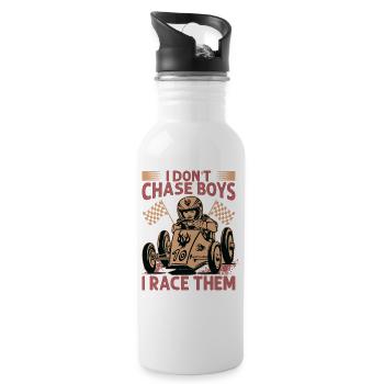 I Don't Chase Boys I Race Them - Racing - Race Car - Water bottle with straw - white - Right