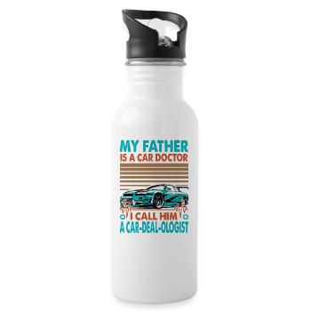 My Father Is A Car Doctor I Call Him A Car-Deal-Ol - Trinkflasche mit integriertem Trinkhalm - Weiß - Rechts