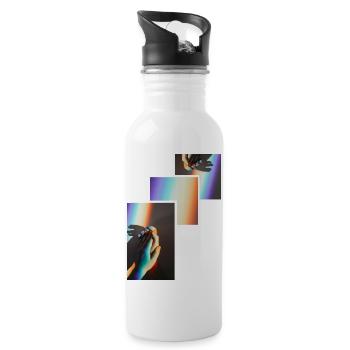 Hand Design - Trinkflasche mit integriertem Trinkhalm - Weiß - Rechts
