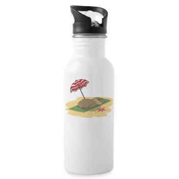 Hamsters on the beach sunbathing - Water bottle with straw - white - Right