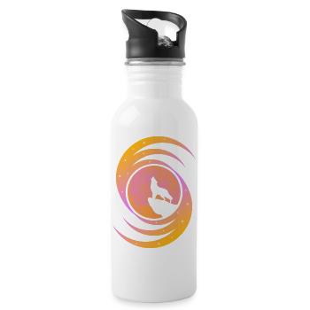 The wolf howling at the moon – Orange - Water bottle with straw - white - Right