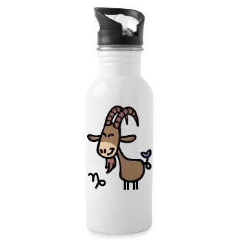 Astrologie Steinbock Tierkreiszeichen Astronomie - Trinkflasche mit integriertem Trinkhalm - Weiß - Rechts