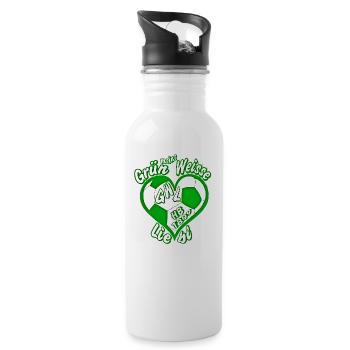 Grün Weisse Liebe - Trinkflasche mit integriertem Trinkhalm - Weiß - Rechts