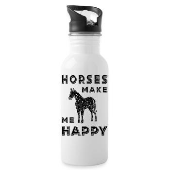 Pferde Pferdeliebhabe, Ich liebe Pferde Pony - Trinkflasche mit integriertem Trinkhalm - Weiß - Rechts