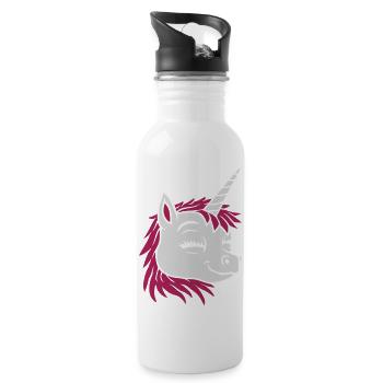 Visage comique licorne heureuse - Gourde avec paille intégrée - blanc - Droite