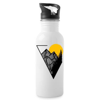 Geometric Mountains in Triangle for Mountaineers - Water bottle with straw - white - Right