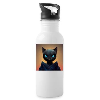 Ninja Cat - Water bottle with straw - white - Right